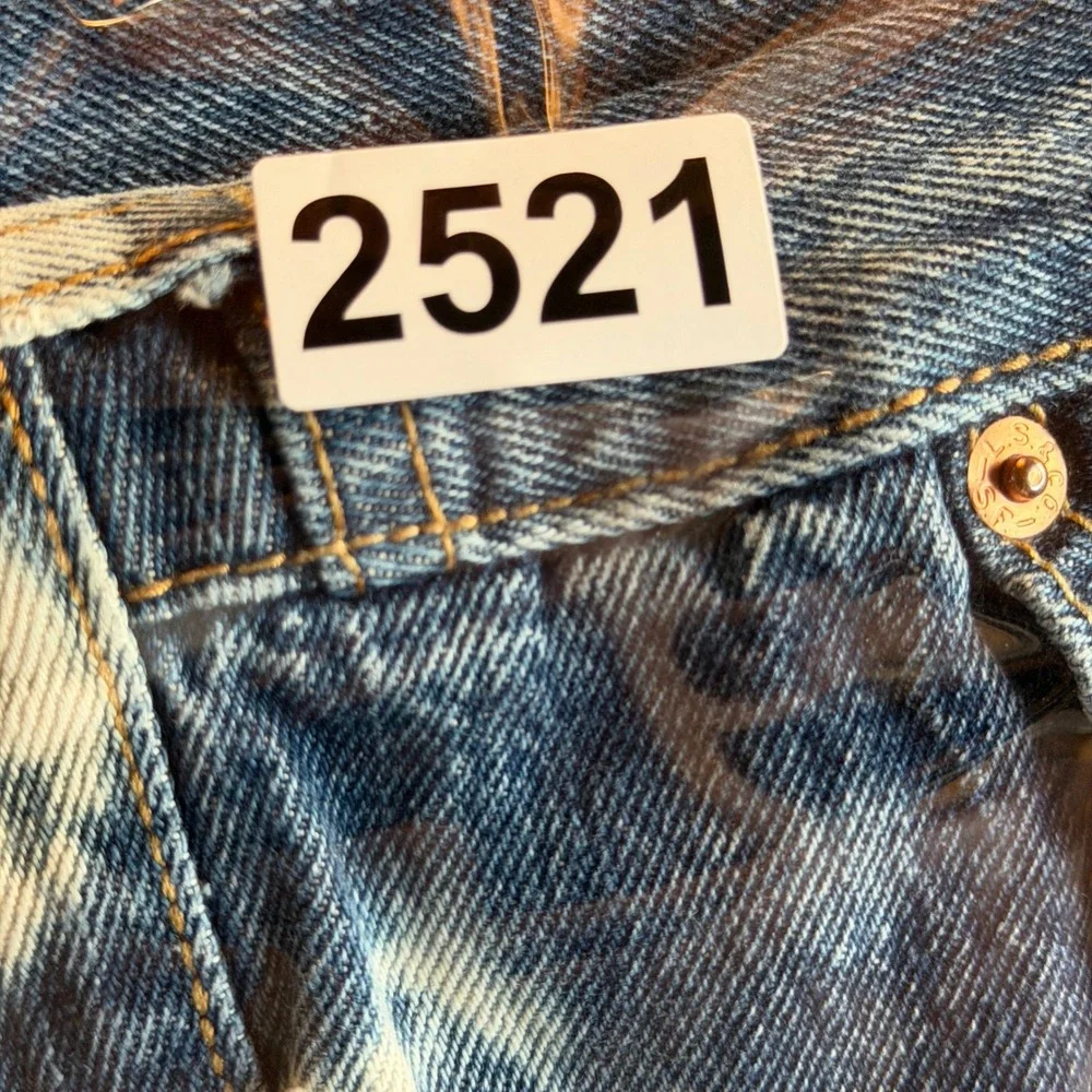 Levis 501 Mens Custom Bleach Splatter Jeans Straight Leg Blue White W33 L30